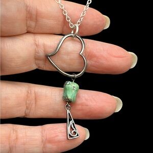 Silver Heart Pendant Necklace with turquoise Stone
